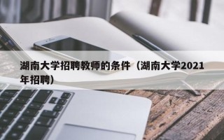 湖南大学招聘教师的条件（湖南大学2021年招聘）